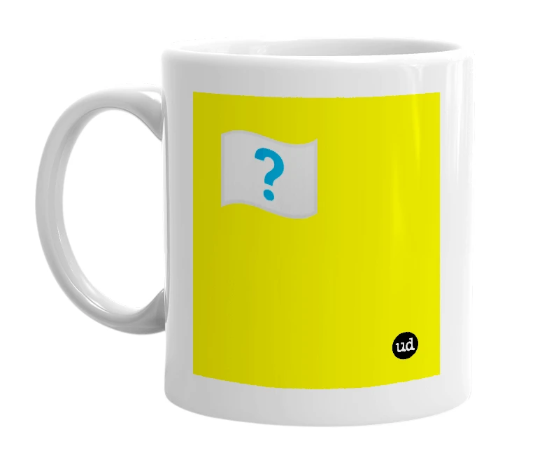 White mug with '🇽🇪' in bold black letters