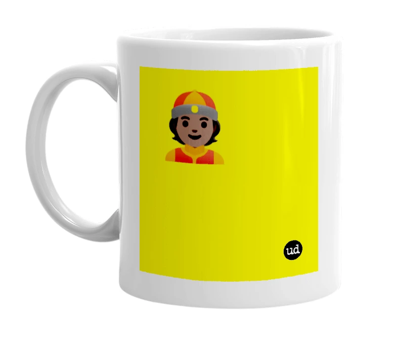 White mug with '👲🏿' in bold black letters