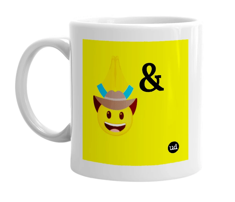 White mug with '🙏&🤠' in bold black letters