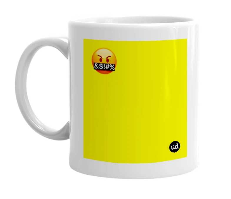 White mug with '🤬' in bold black letters