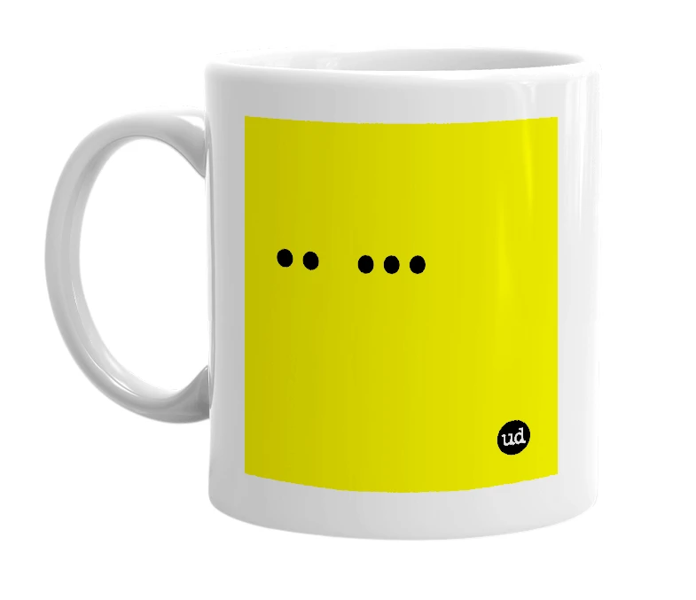 White mug with '.. ...' in bold black letters