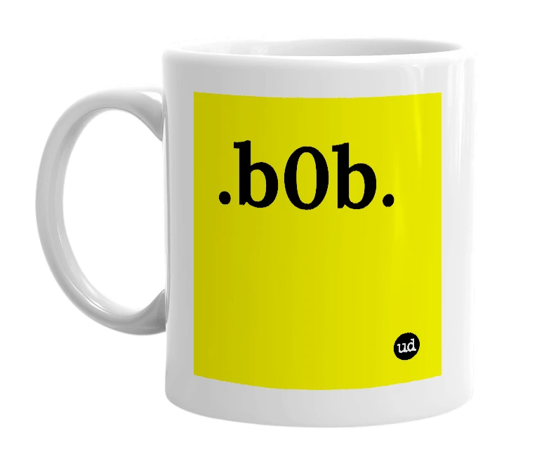 White mug with '.b0b.' in bold black letters
