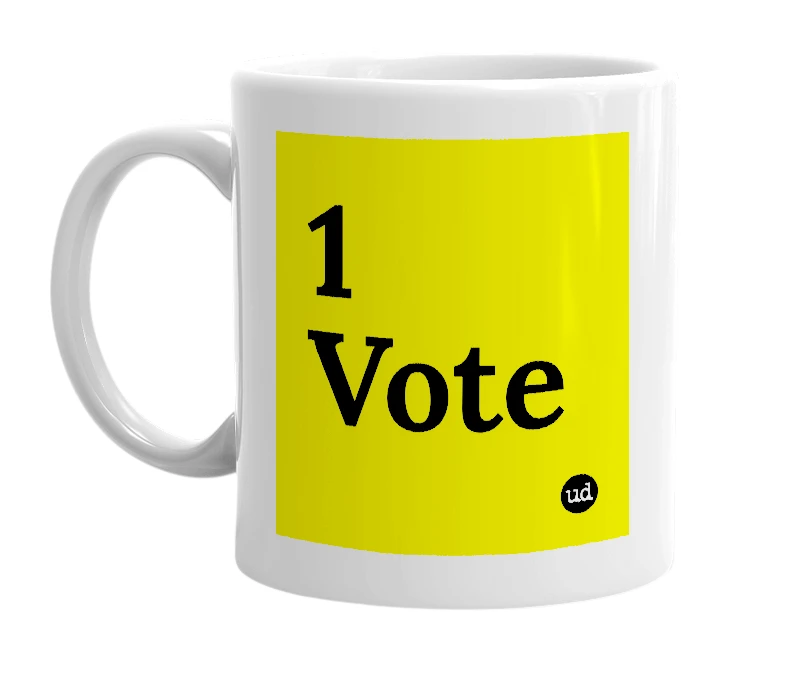 White mug with '1 Vote' in bold black letters
