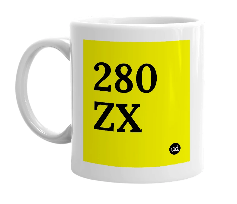 White mug with '280 ZX' in bold black letters