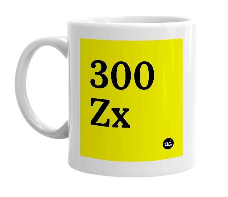 White mug with '300 Zx' in bold black letters