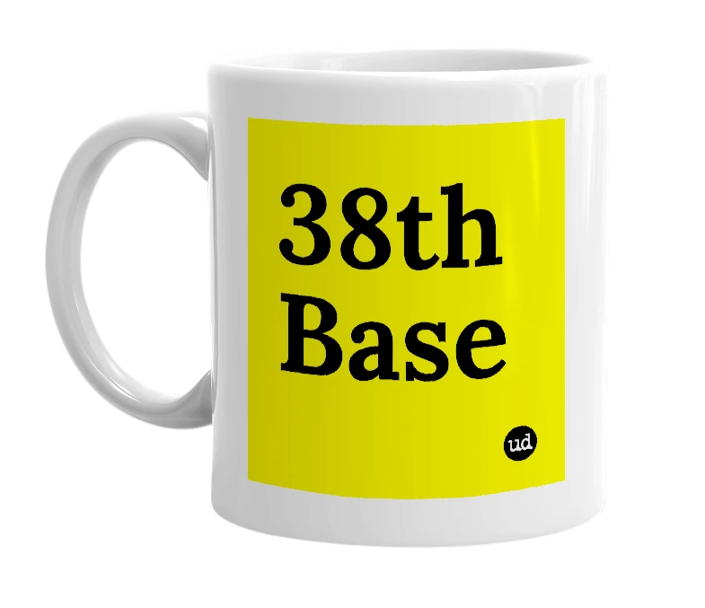 White mug with '38th Base' in bold black letters