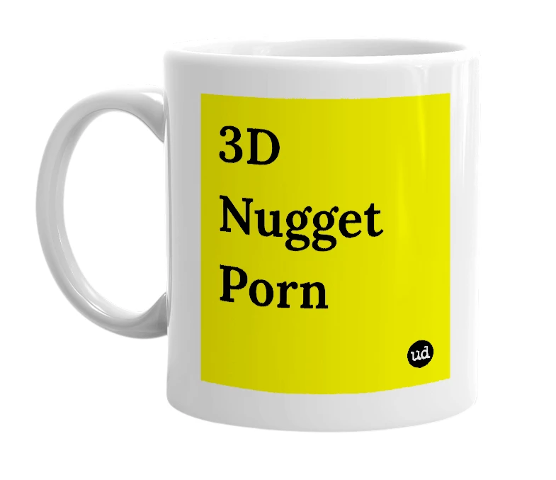White mug with '3D Nugget Porn' in bold black letters