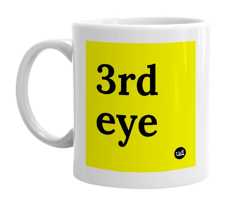 White mug with '3rd eye' in bold black letters