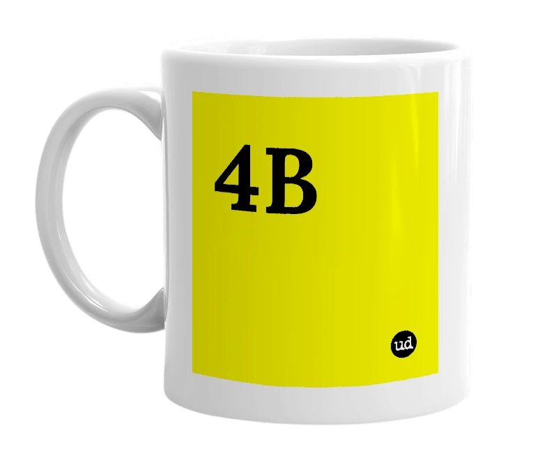 White mug with '4B' in bold black letters