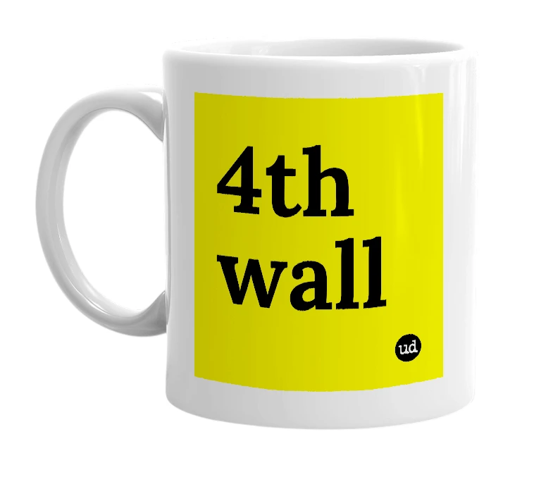 White mug with '4th wall' in bold black letters