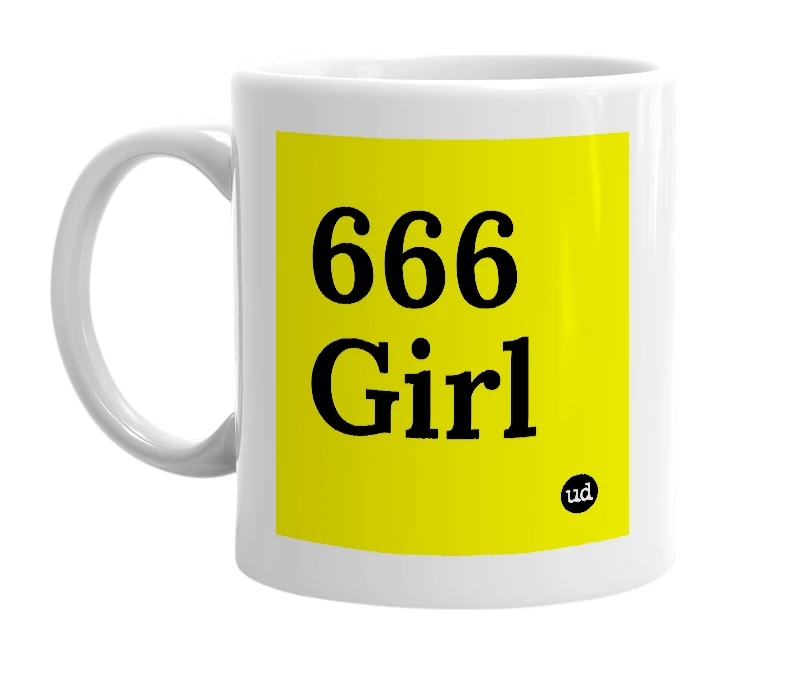 White mug with '666 Girl' in bold black letters