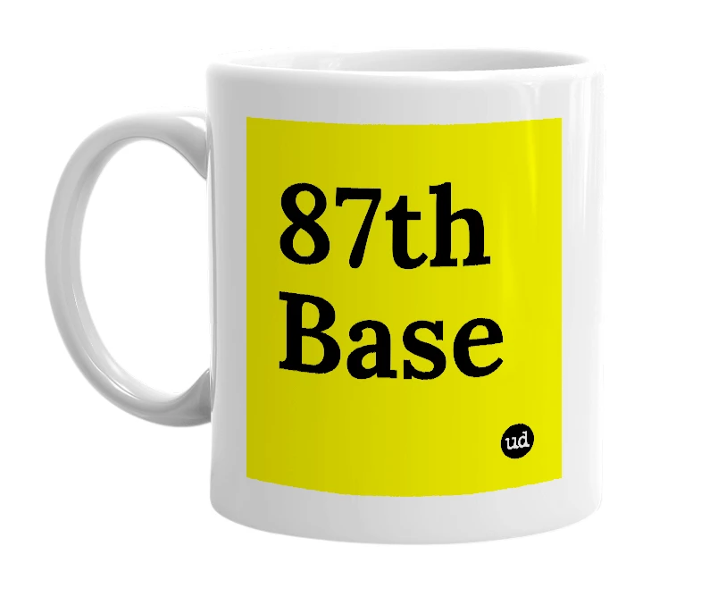 White mug with '87th Base' in bold black letters