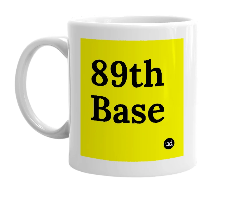 White mug with '89th Base' in bold black letters