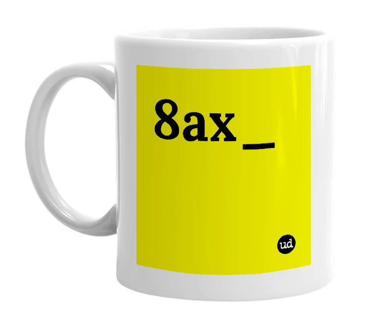 White mug with '8ax_' in bold black letters