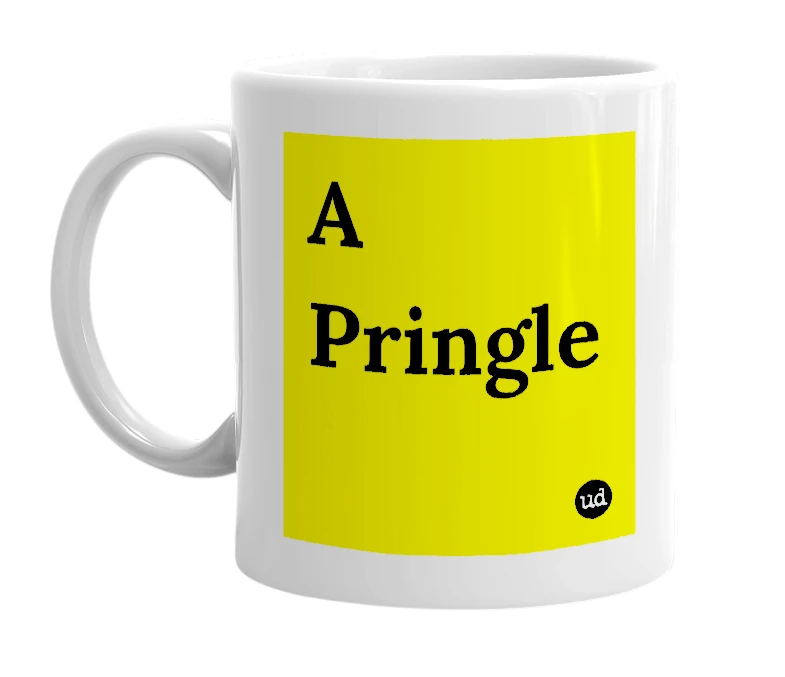 White mug with 'A Pringle' in bold black letters
