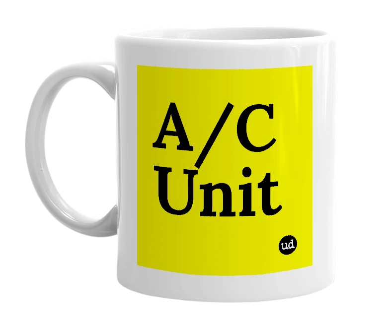 White mug with 'A/C Unit' in bold black letters