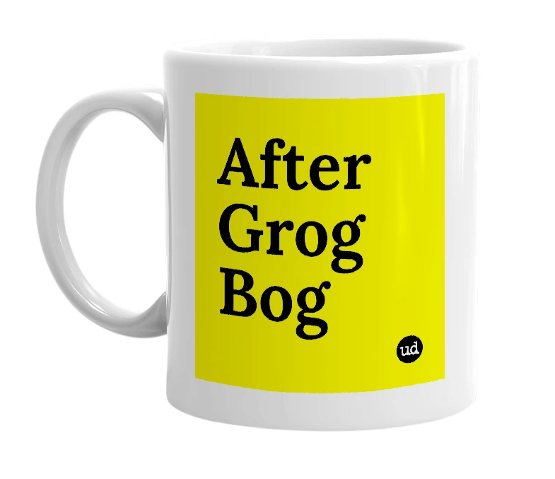 White mug with 'After Grog Bog' in bold black letters