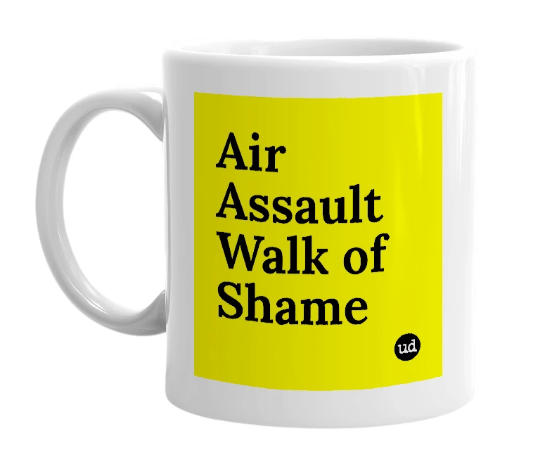 White mug with 'Air Assault Walk of Shame' in bold black letters
