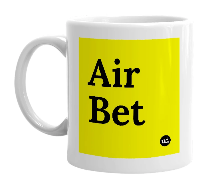 White mug with 'Air Bet' in bold black letters