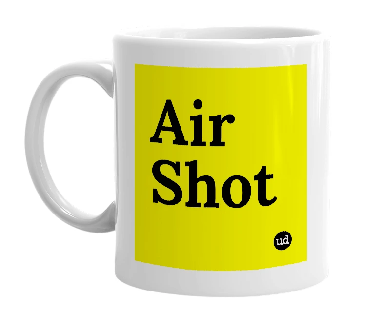 White mug with 'Air Shot' in bold black letters