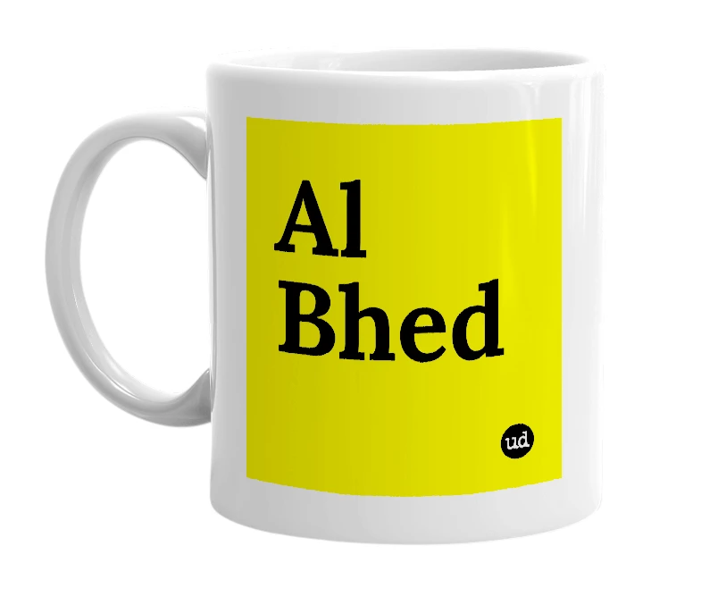 White mug with 'Al Bhed' in bold black letters