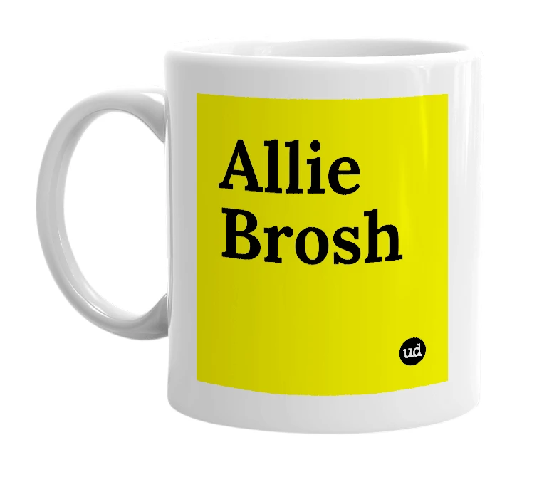 White mug with 'Allie Brosh' in bold black letters