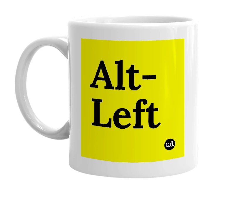 White mug with 'Alt-Left' in bold black letters