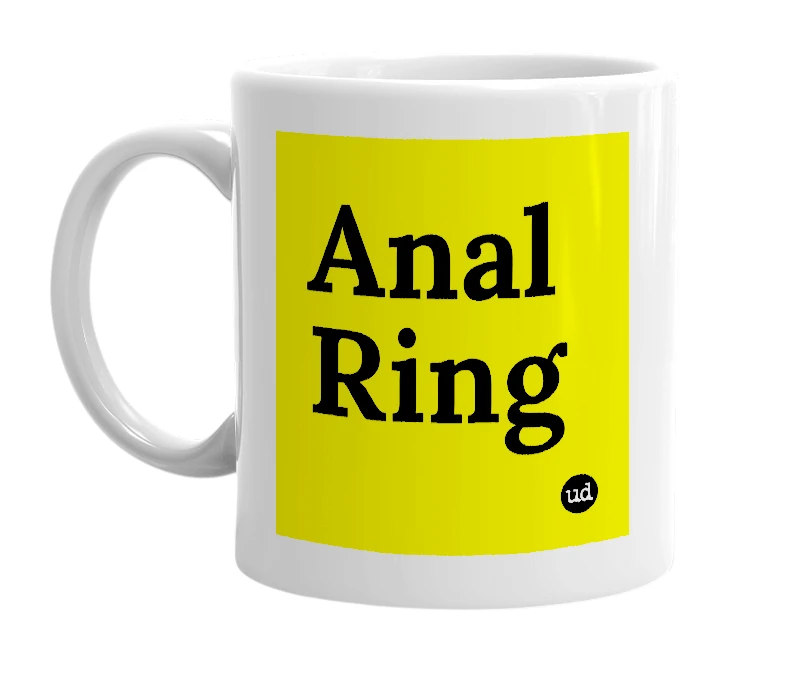 White mug with 'Anal Ring' in bold black letters