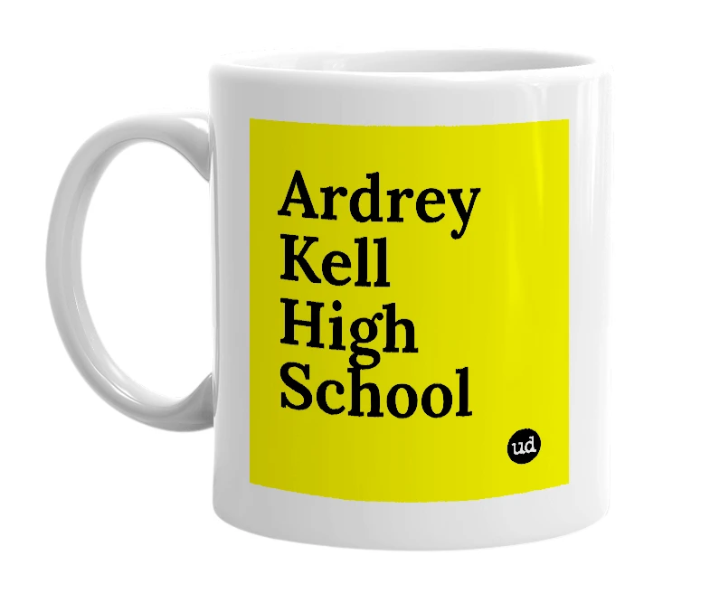 White mug with 'Ardrey Kell High School' in bold black letters