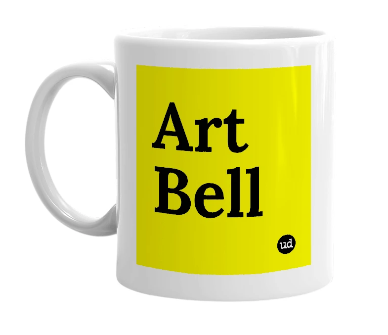 White mug with 'Art Bell' in bold black letters