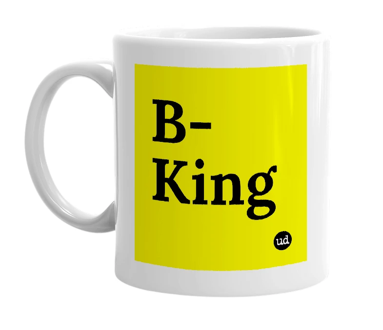 White mug with 'B-King' in bold black letters