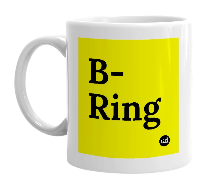 White mug with 'B-Ring' in bold black letters