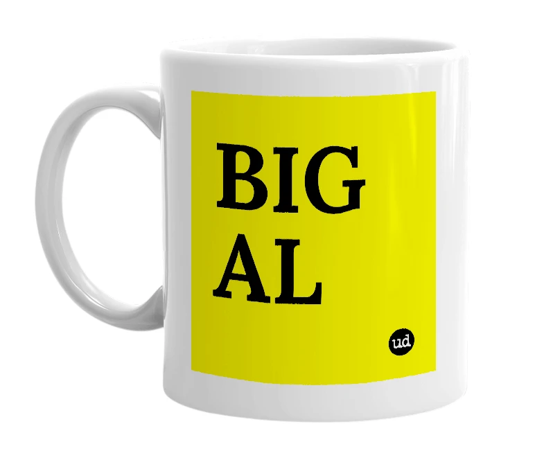 White mug with 'BIG AL' in bold black letters