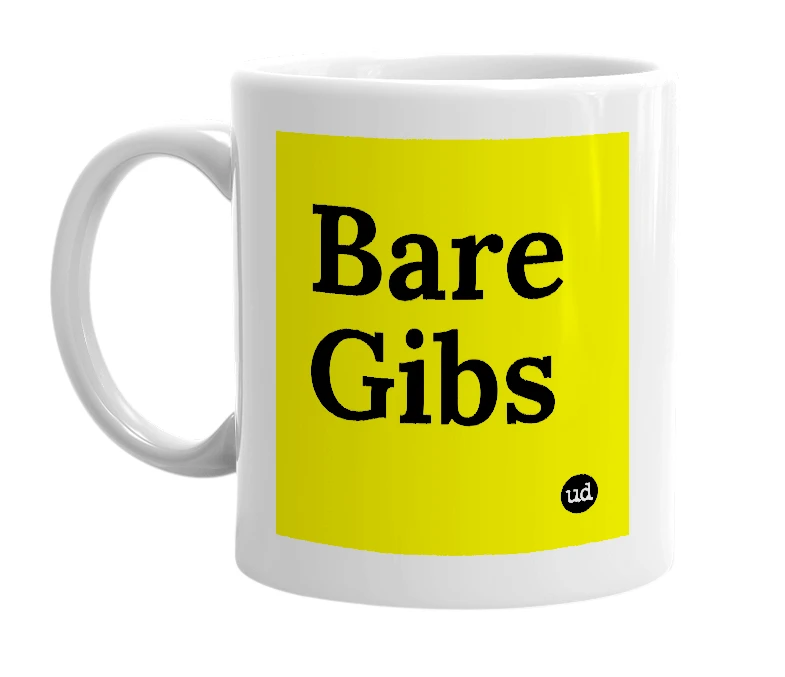 White mug with 'Bare Gibs' in bold black letters