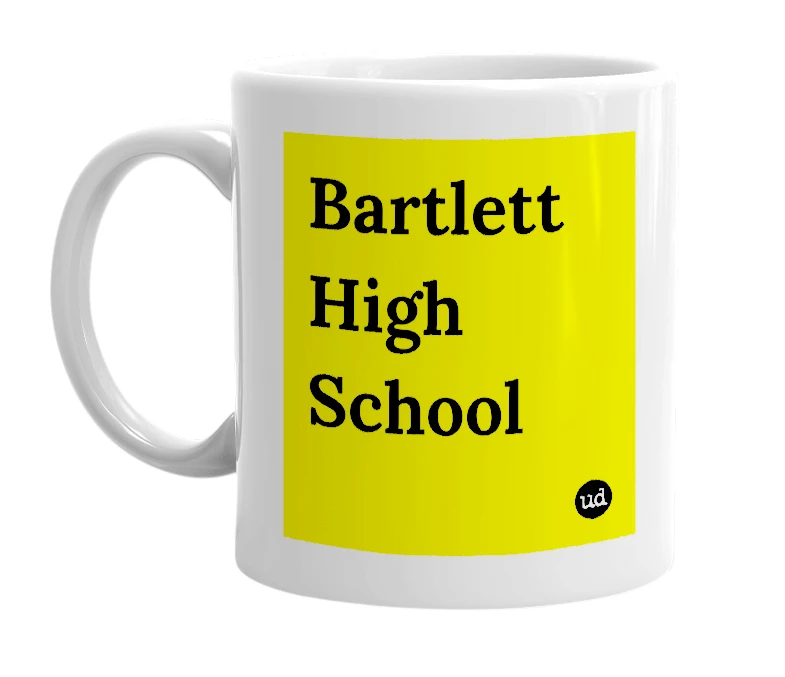 White mug with 'Bartlett High School' in bold black letters