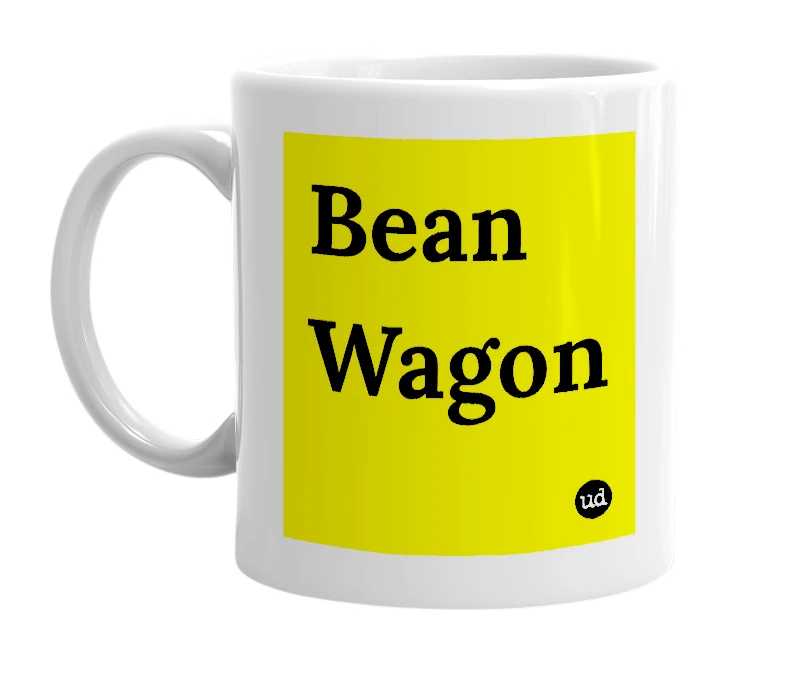 White mug with 'Bean Wagon' in bold black letters