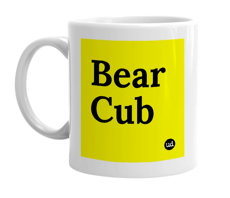 White mug with 'Bear Cub' in bold black letters