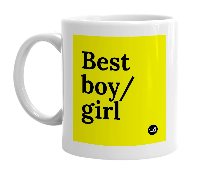 White mug with 'Best boy/girl' in bold black letters