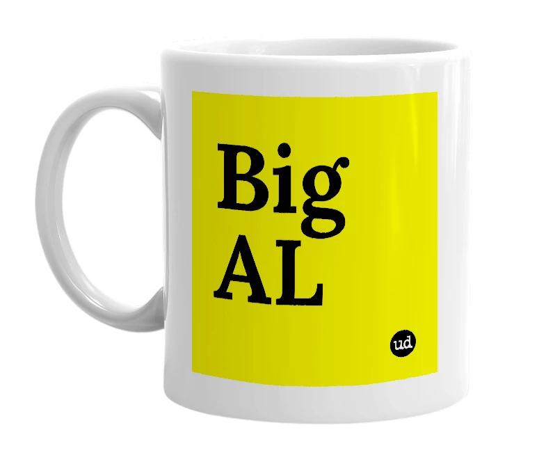 White mug with 'Big AL' in bold black letters