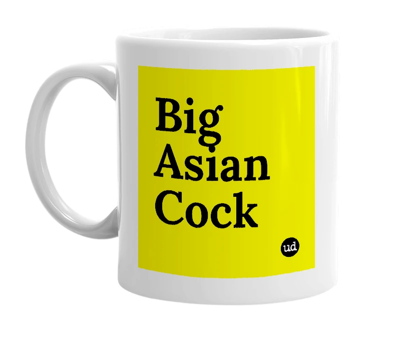 White mug with 'Big Asian Cock' in bold black letters