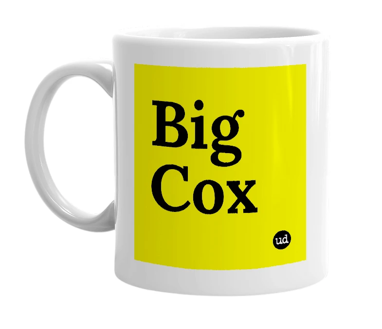 White mug with 'Big Cox' in bold black letters