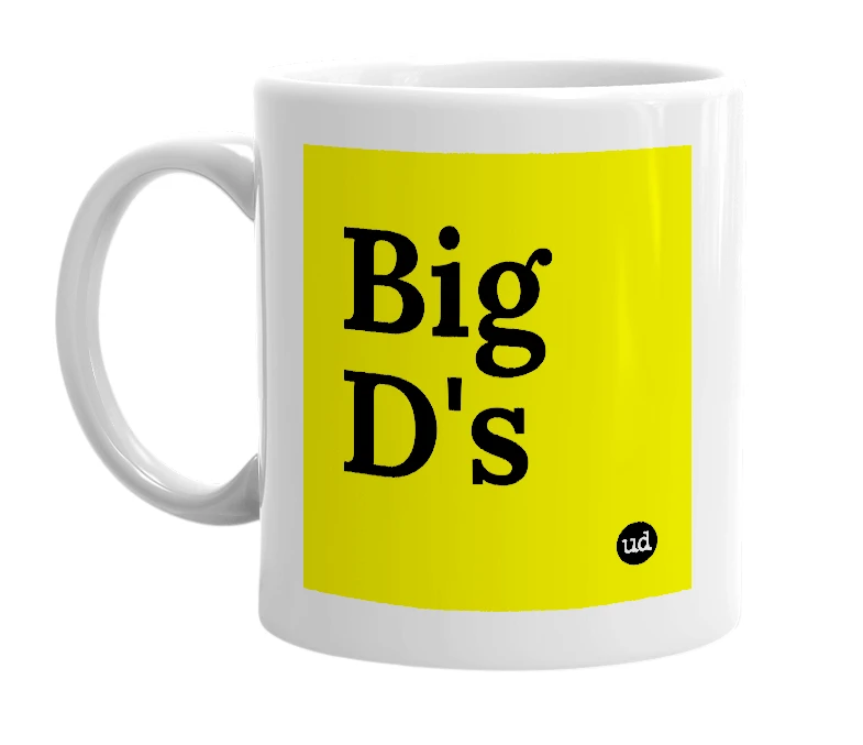 White mug with 'Big D's' in bold black letters