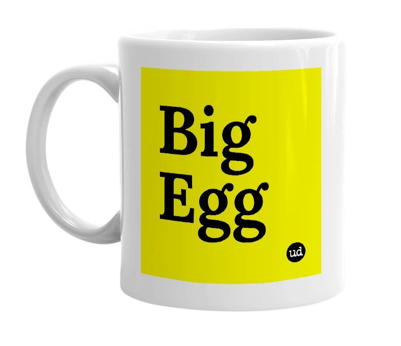 White mug with 'Big Egg' in bold black letters