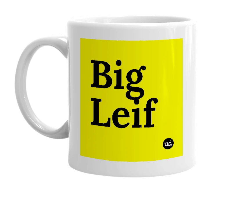 White mug with 'Big Leif' in bold black letters