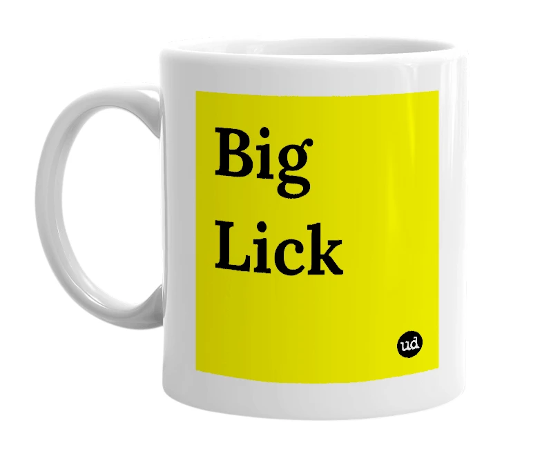 White mug with 'Big Lick' in bold black letters
