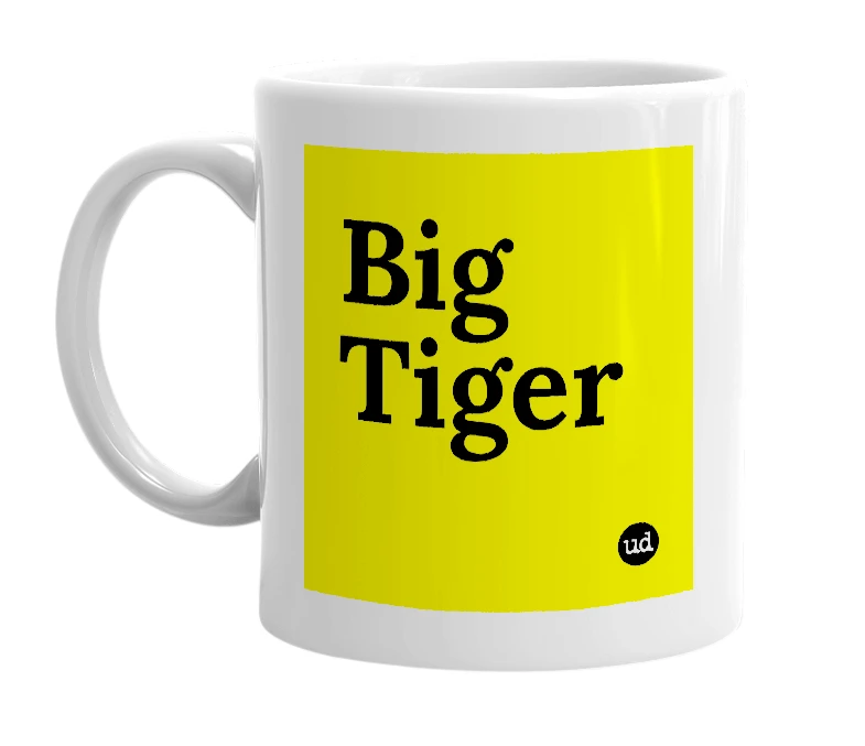 White mug with 'Big Tiger' in bold black letters