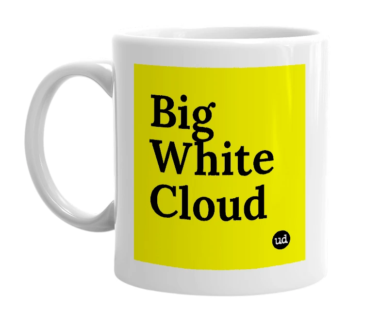 White mug with 'Big White Cloud' in bold black letters