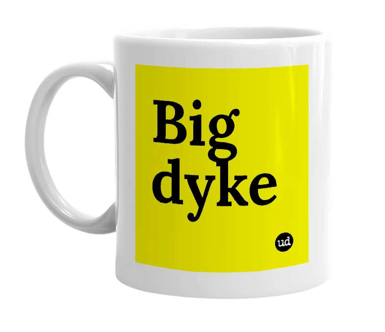 White mug with 'Big dyke' in bold black letters