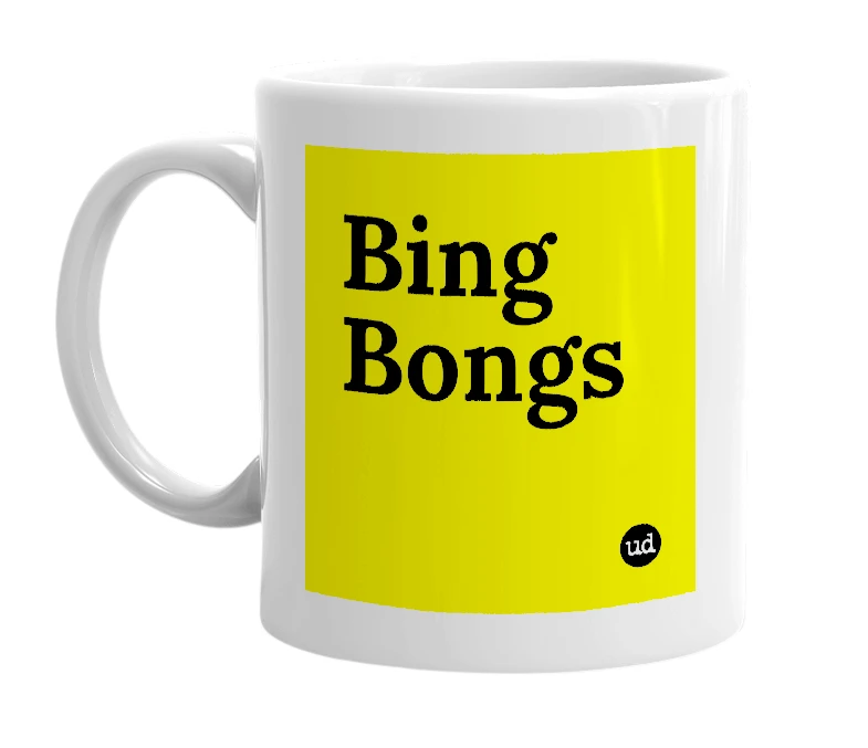 White mug with 'Bing Bongs' in bold black letters