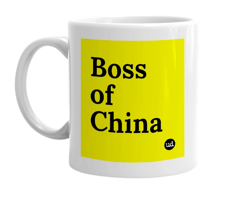 White mug with 'Boss of China' in bold black letters